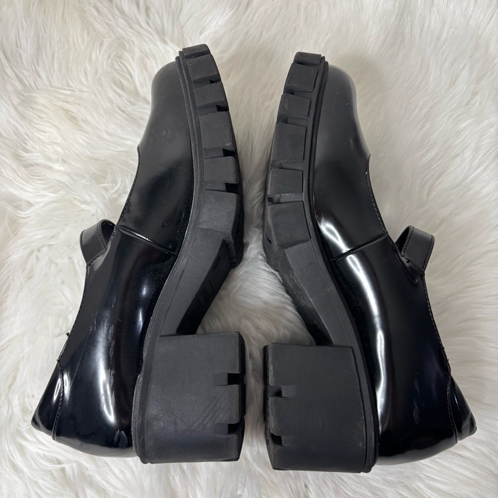 Old Navy Faux Leather Chunky Heel Mary Jane Shoes glossy black platform 8.5 - Picture 3 of 8